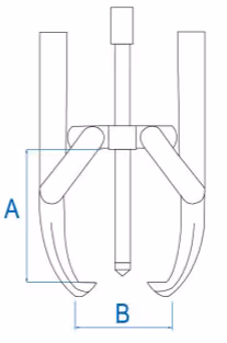 Extracteur 3 griffes longues Autocentrage Cap: 110mm Prof: 105mm 1T