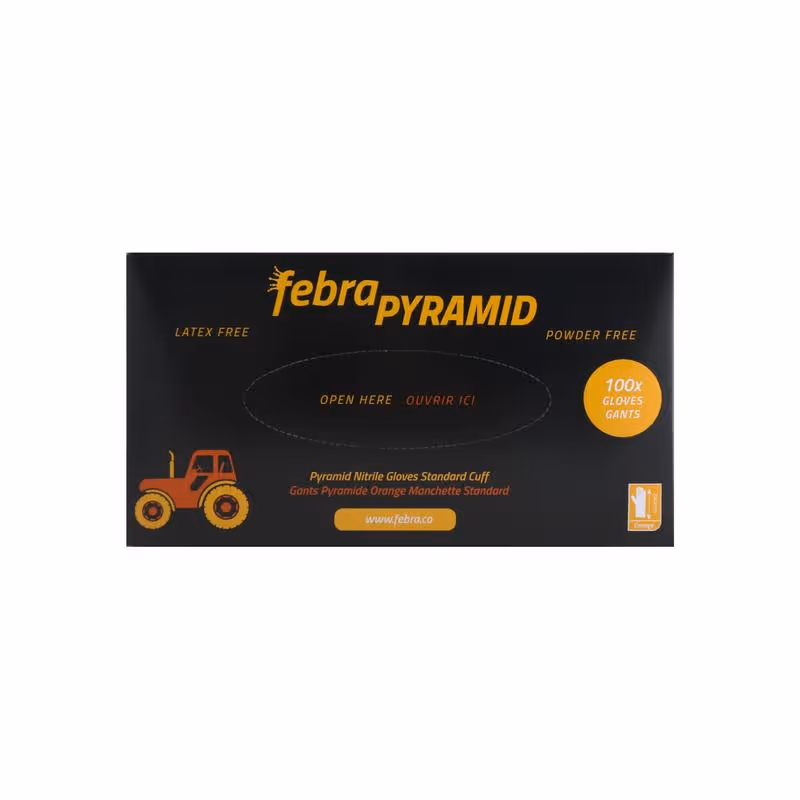 febra Gants nitrile orange Pyramid à grip renforcé L (x100)