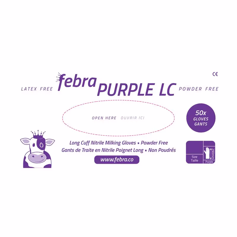 febra Gants nitrile violets poignet long XL (x50)