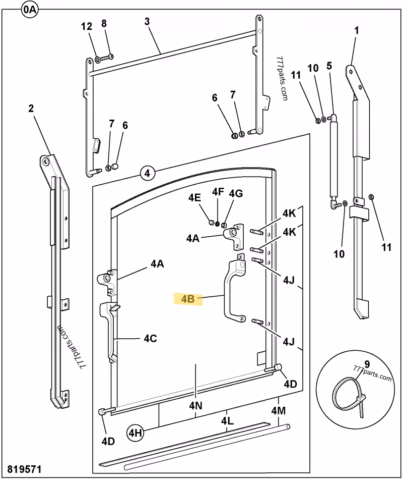 FERMETURE GAUCHE JCB REF 331/28233