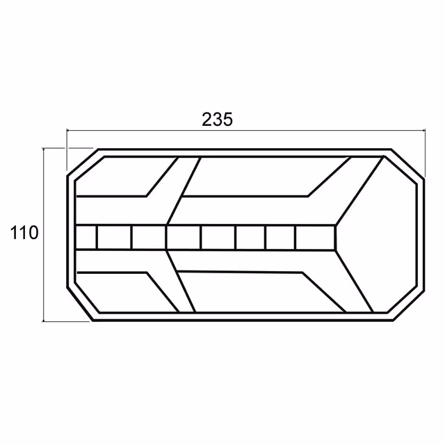 Feu arriere droit dynamique rectangle 6 fonctions 12-24v