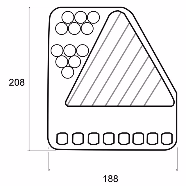 Feu arriere droit triangle 5 fonctions led 12-24v