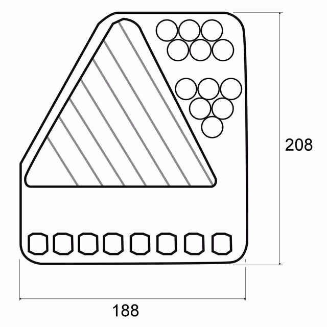 Feu arriere gauche triangle 5 fonctions led 12-24v