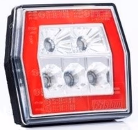 Feu arrière universel à LED 12-36V, 3-fonctions, cabochon transparent, longueur du câble 1m