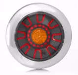 Feu arrière universel à LED 12-36V, 3-fonctions, position / stop / clignotant, rond, à encastrer connecteur à baïonnette 5 broches.