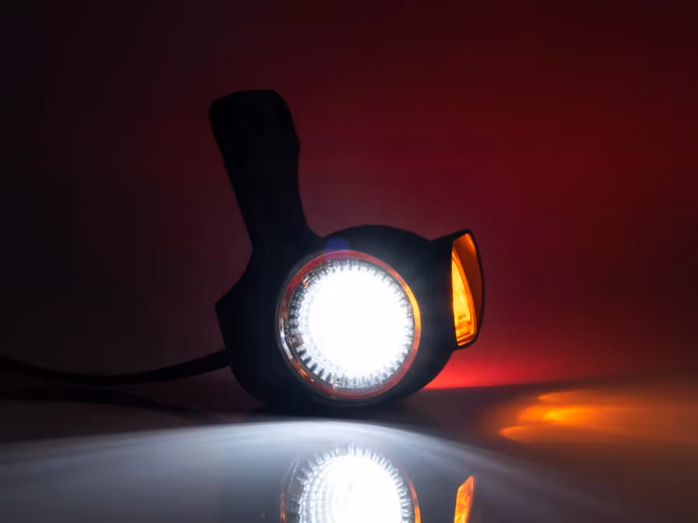 Feu de gabarit suspendu, à LED 12-36V, tricolore, gauche, avec câble 0,5m - 2x1.50mm2, avec connecteur QS150