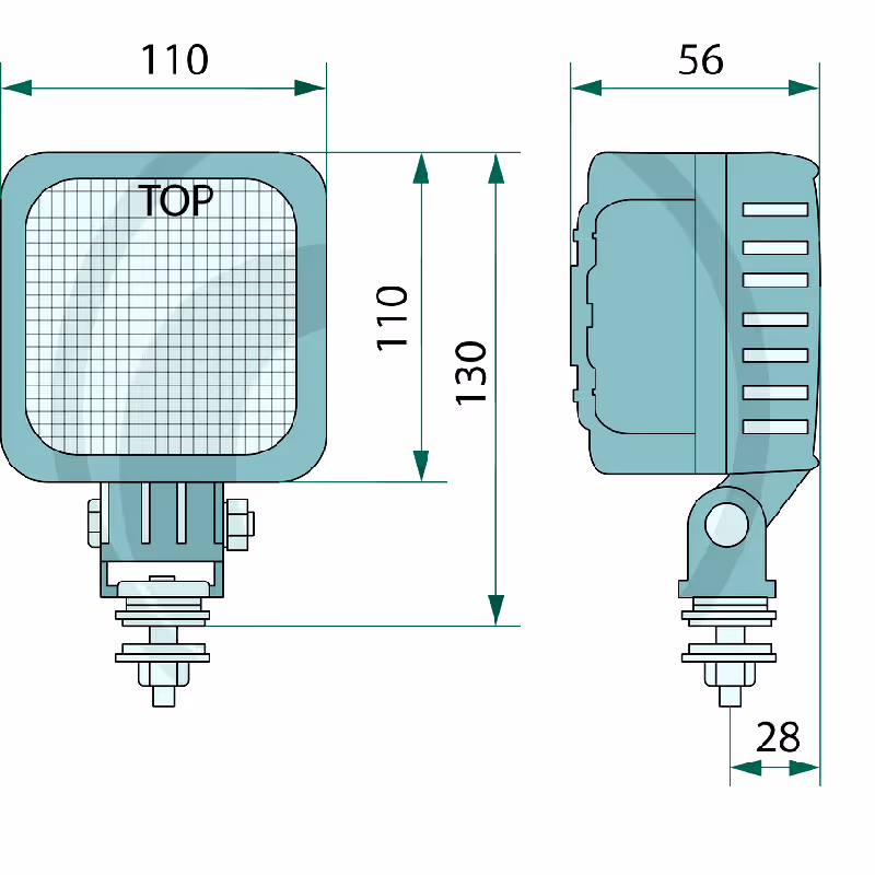 Feu de travail à LED 110x110x62mm 2000 lumens