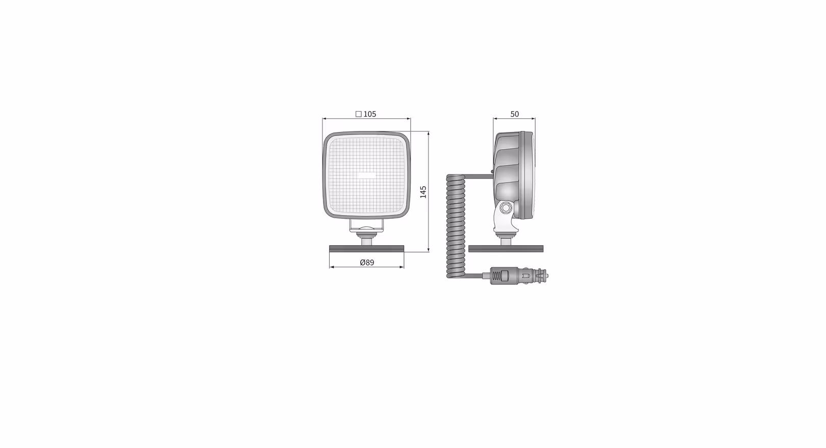 Feu de travail à LED 1600 lm 12 - 24V avec interrupteur