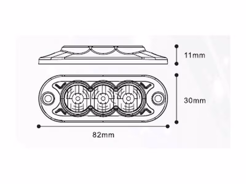 Feu flash compact à LED, Interférence: Classe 3, Fonctions: Simple flash, double flash, 12-24V