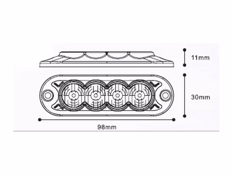 Feu flash compact à LED, Interférence: Classe 3, Fonctions: Simple flash, double flash, 12-24V