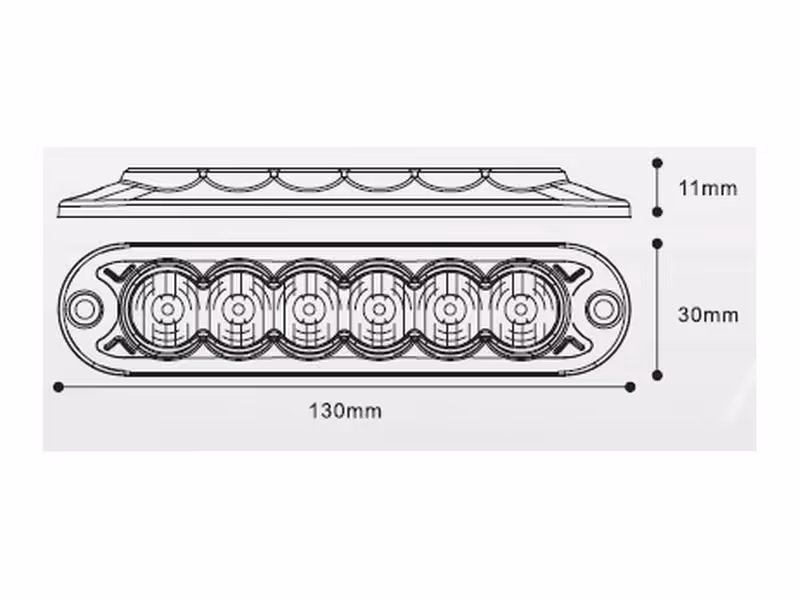 Feu flash compact à LED, Interférence: Classe 3, Fonctions: Simple flash, double flash, 12-24V
