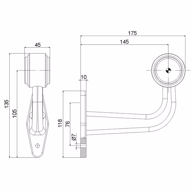 Feu gabarit coude droit et gauche 2 fonctions 12/24v 175 mm lot de 2 fristom