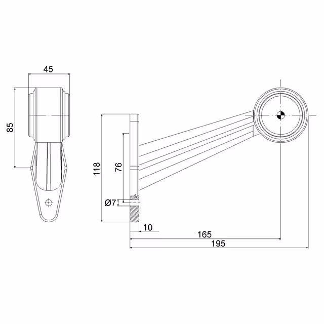 Feu gabarit incline droit et gauche 2 fonctions 12/24v 195 mm lot de 2 fristom