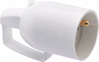FICHE 2P+T 16A AVEC ANNEAU DE TRACTION - SORTIE DROITE A COIFFE FEMELLE BLANC