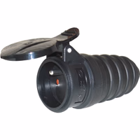 FICHE F 10/16A CAOUTCHOUC 2P+T SORTIE DROITE