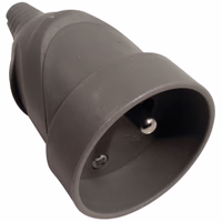 FICHE FEMELLE PLASTIQUE 10/16A GRIS 2P+T SORTIE DROITE