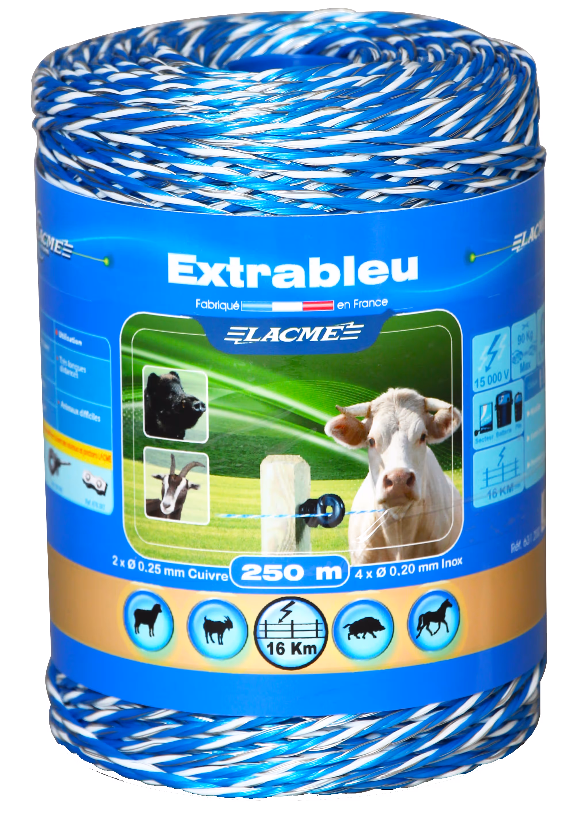 Fil de clôture EXTRABLEU 250M Bobine bleu 