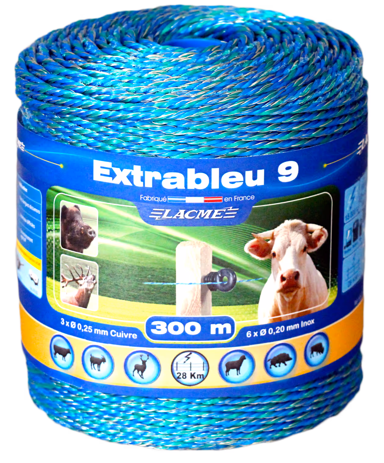 Fil de clôture EXTRABLEU 9 300M Bobine bleu 