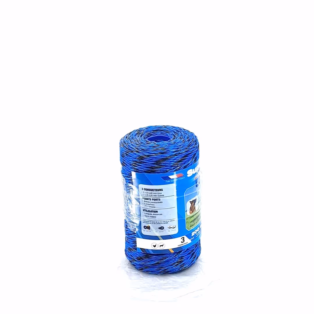 Fil de clôture SUPERBLEU 200M Bobine Bleu 