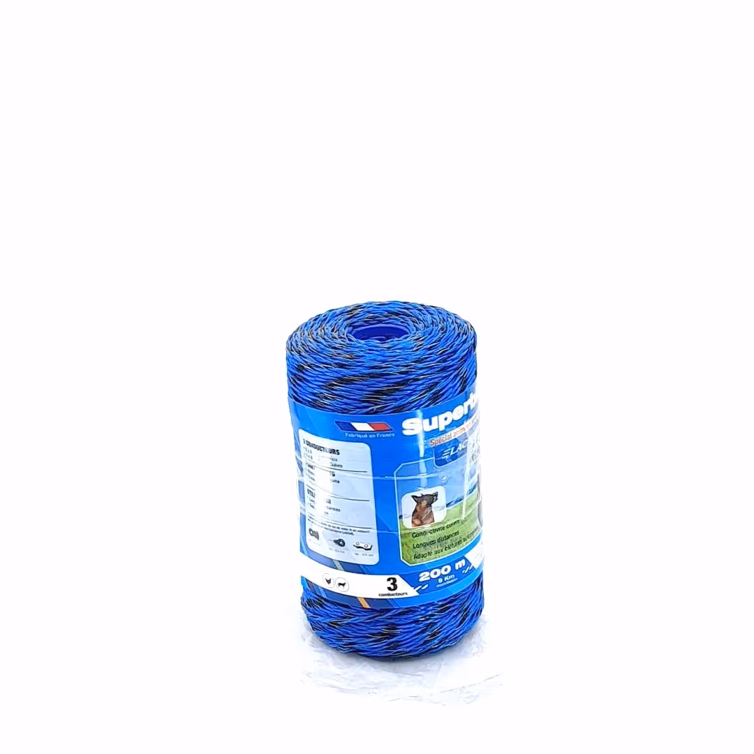 Fil de clôture SUPERBLEU 200M Bobine Bleu 