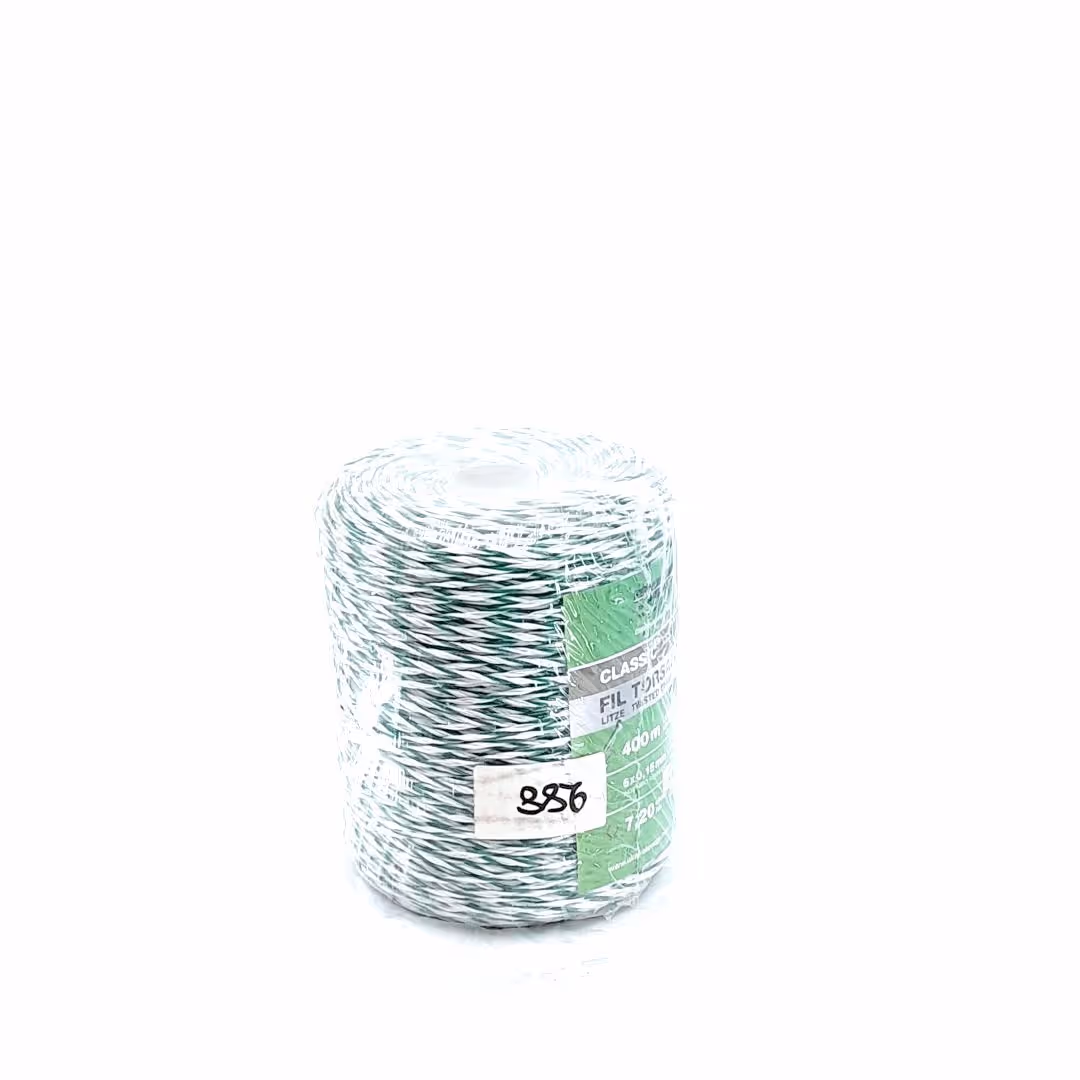 Fil torsadé blanc et vert 400 m classic