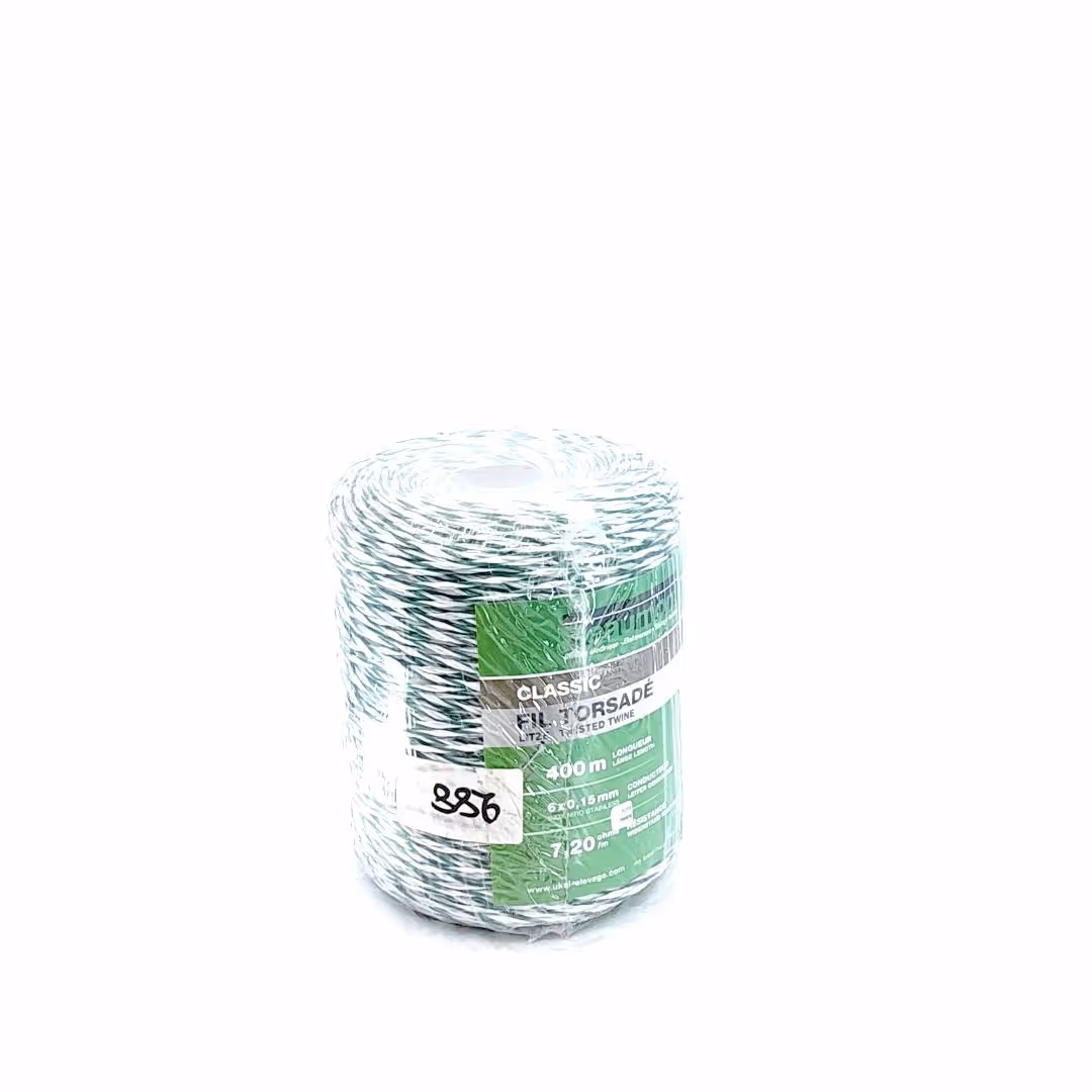 Fil torsadé blanc et vert 400 m classic