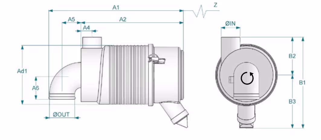 Filtre à air complet à filtre primaire et sécurité Ø51 mm Hifi SAH 01C05AMP001