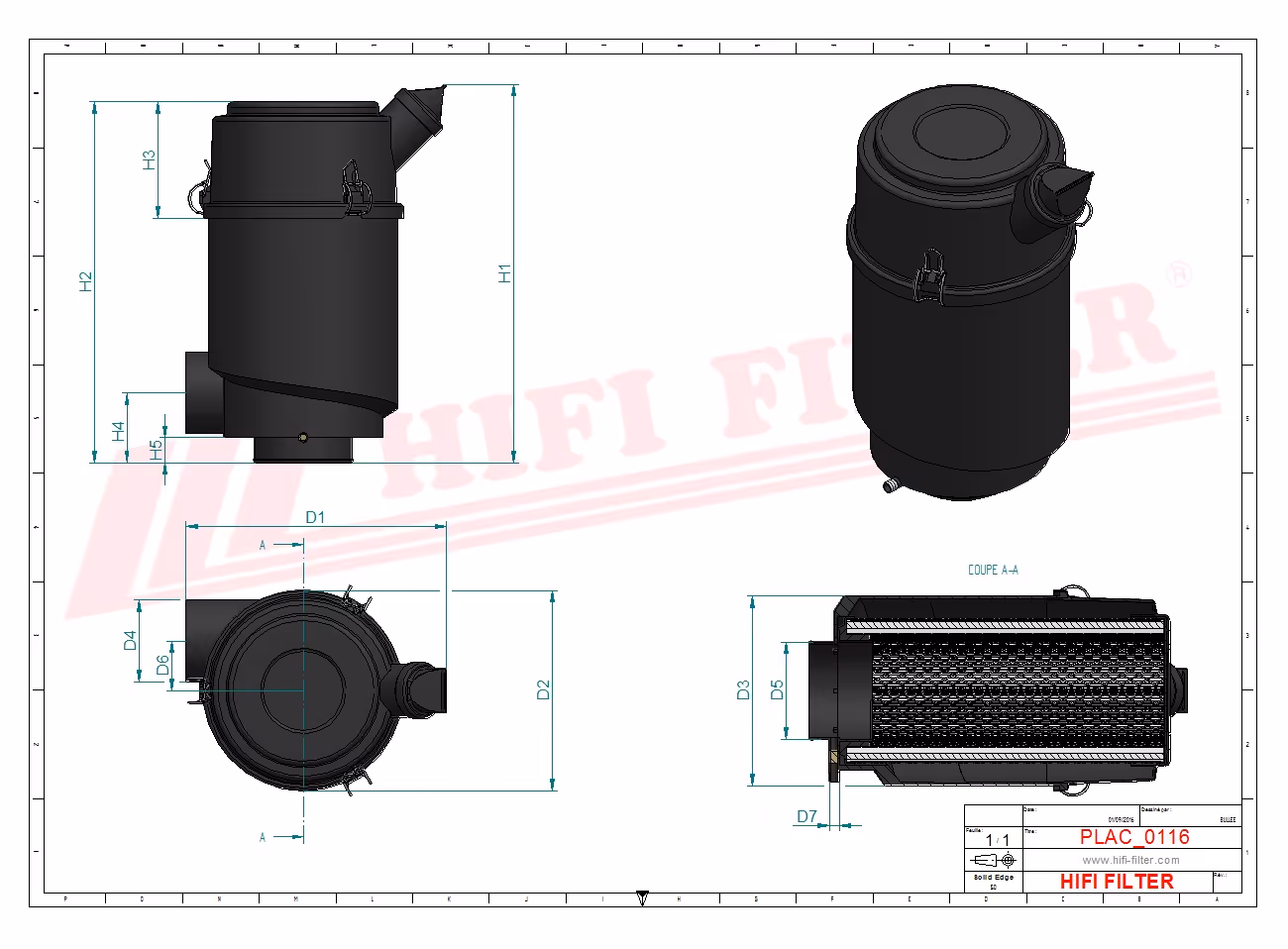 FILTRE A AIR COMPLET Hifi Filter SAH 01C04SDP002