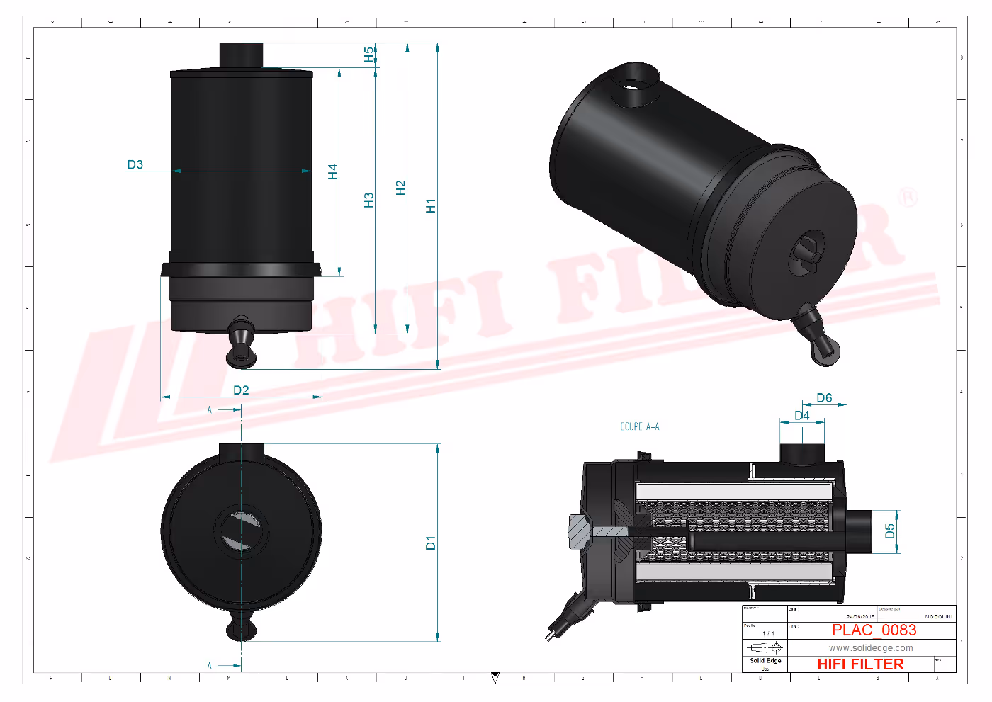 FILTRE A AIR COMPLET Hifi Filter SAH 03B06SDH001