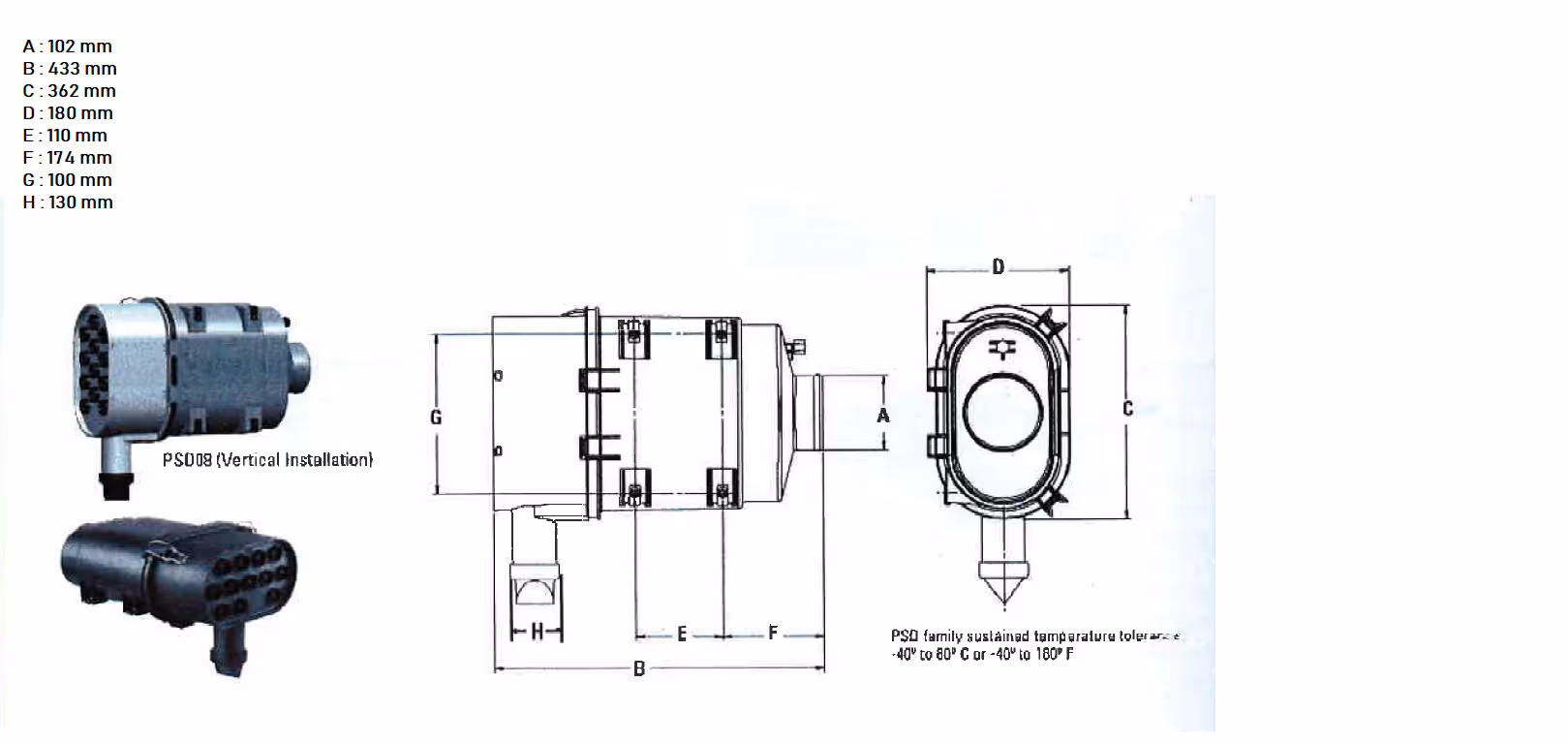 Filtre à air complet horizontal Donalson PSD08