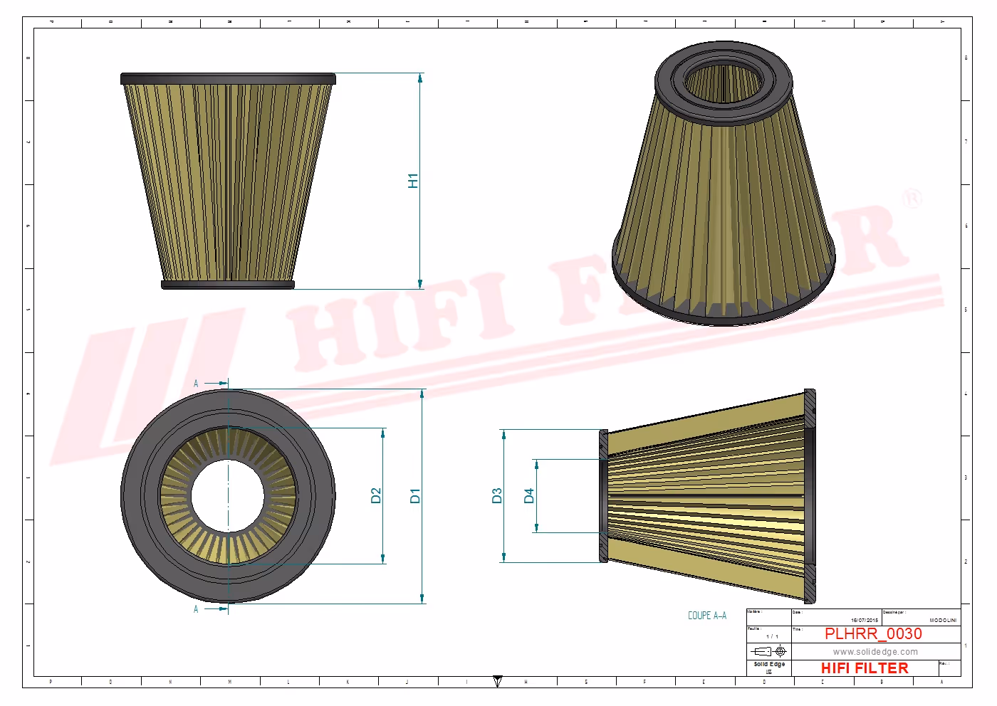 FILTRE A AIR MARINE Hifi Filter HR 16435