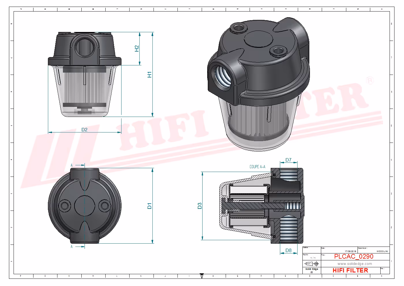 FILTRE A GASOIL COMPLET Hifi Filter 704520015PP