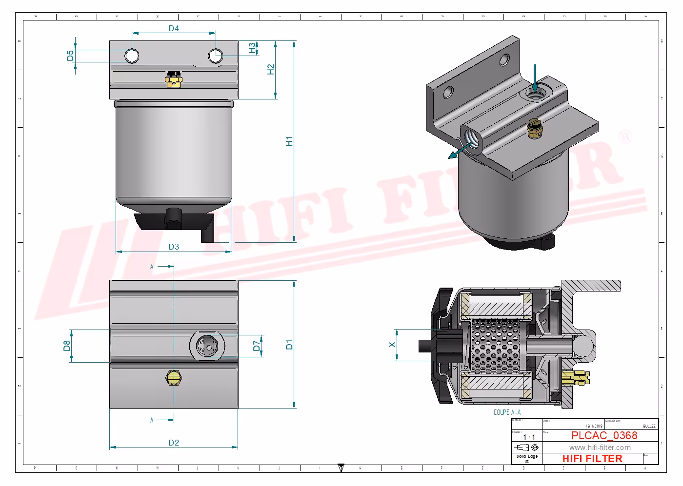 FILTRE A GASOIL COMPLET Hifi Filter MO 1037