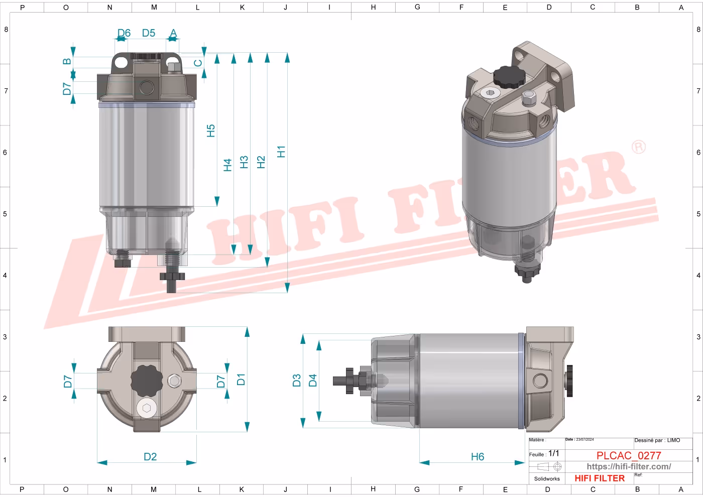 FILTRE A GASOIL COMPLET Hifi Filter Y 230R10