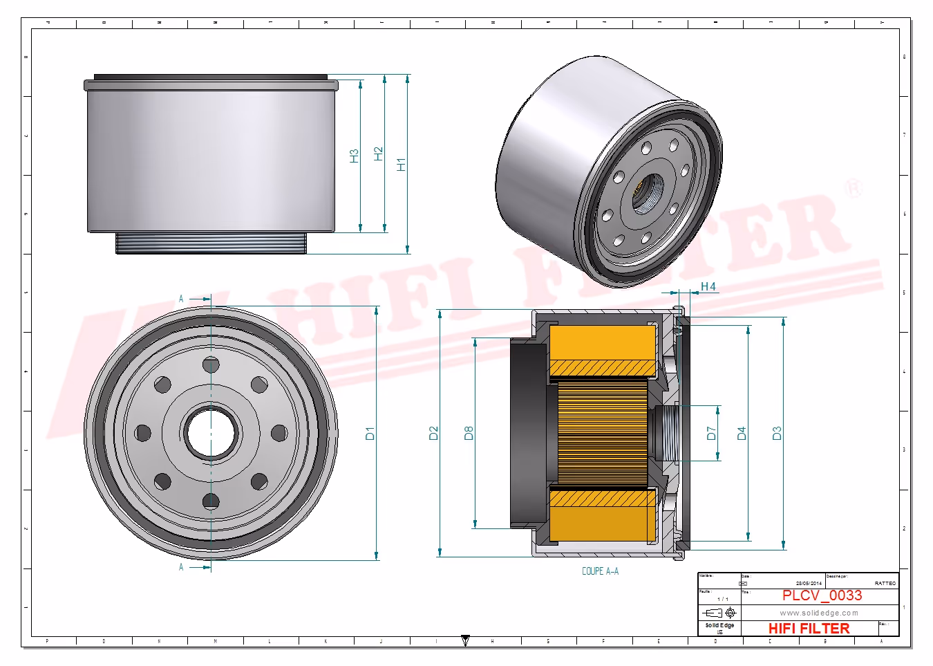 FILTRE A GASOIL SEPARATEUR D'EAU Hifi Filter SN 901310