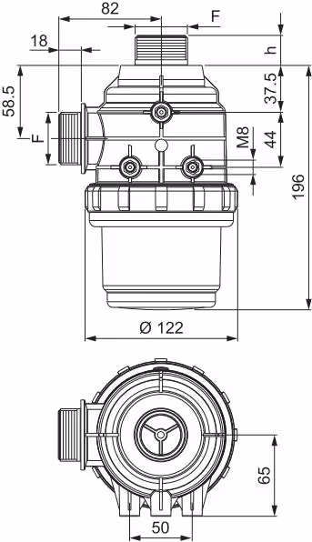 Filtre pulvérisateur Avec Tamis rouge 32 mailles (Ø78xH166mm) Arag mâle 3142162 Origine