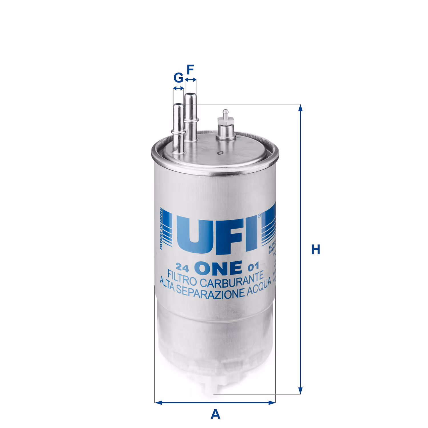 FILTRE À CARBURANT, FILTRE DIESEL EN LIGNE (RACCORDEMENT PAR LE HAUT) 24.ONE.01 - UFI FILTER