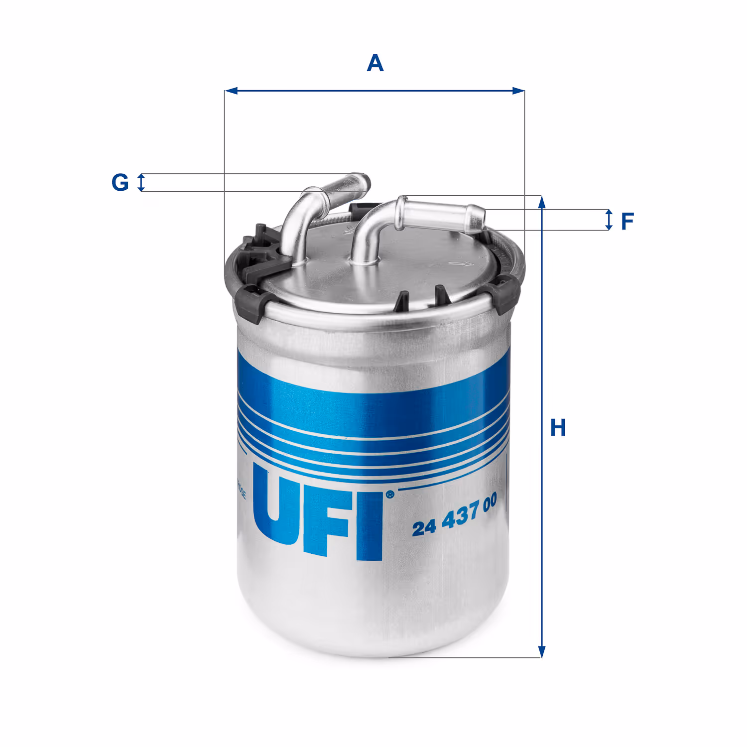 FILTRE À CARBURANT, FILTRE DIESEL EN LIGNE (RACCORDEMENT PAR LE HAUT) 24.437.00 - UFI FILTER