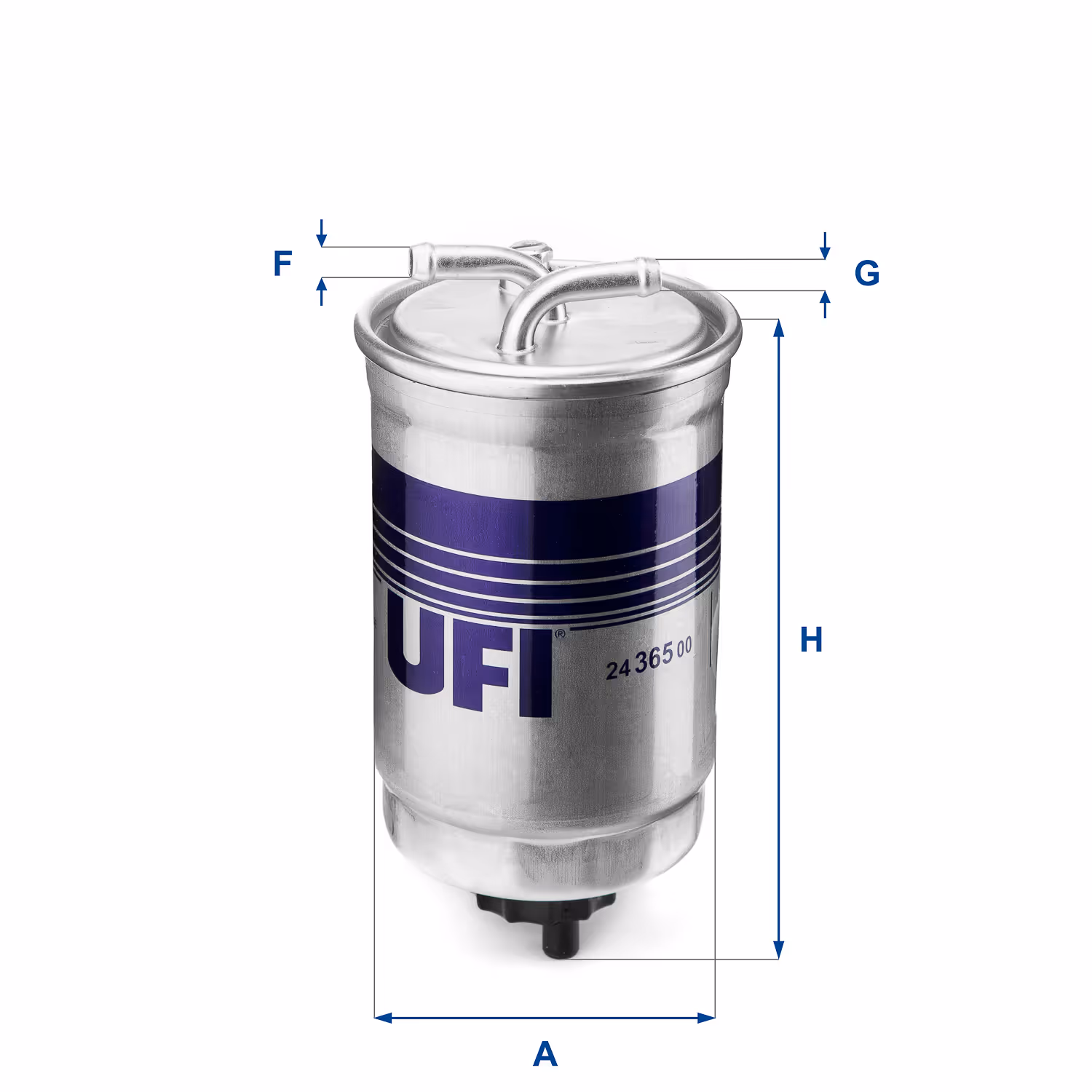 FILTRE À CARBURANT, FILTRE DIESEL EN LIGNE (RACCORDEMENT PAR LE HAUT) 24.365.00 - UFI FILTER