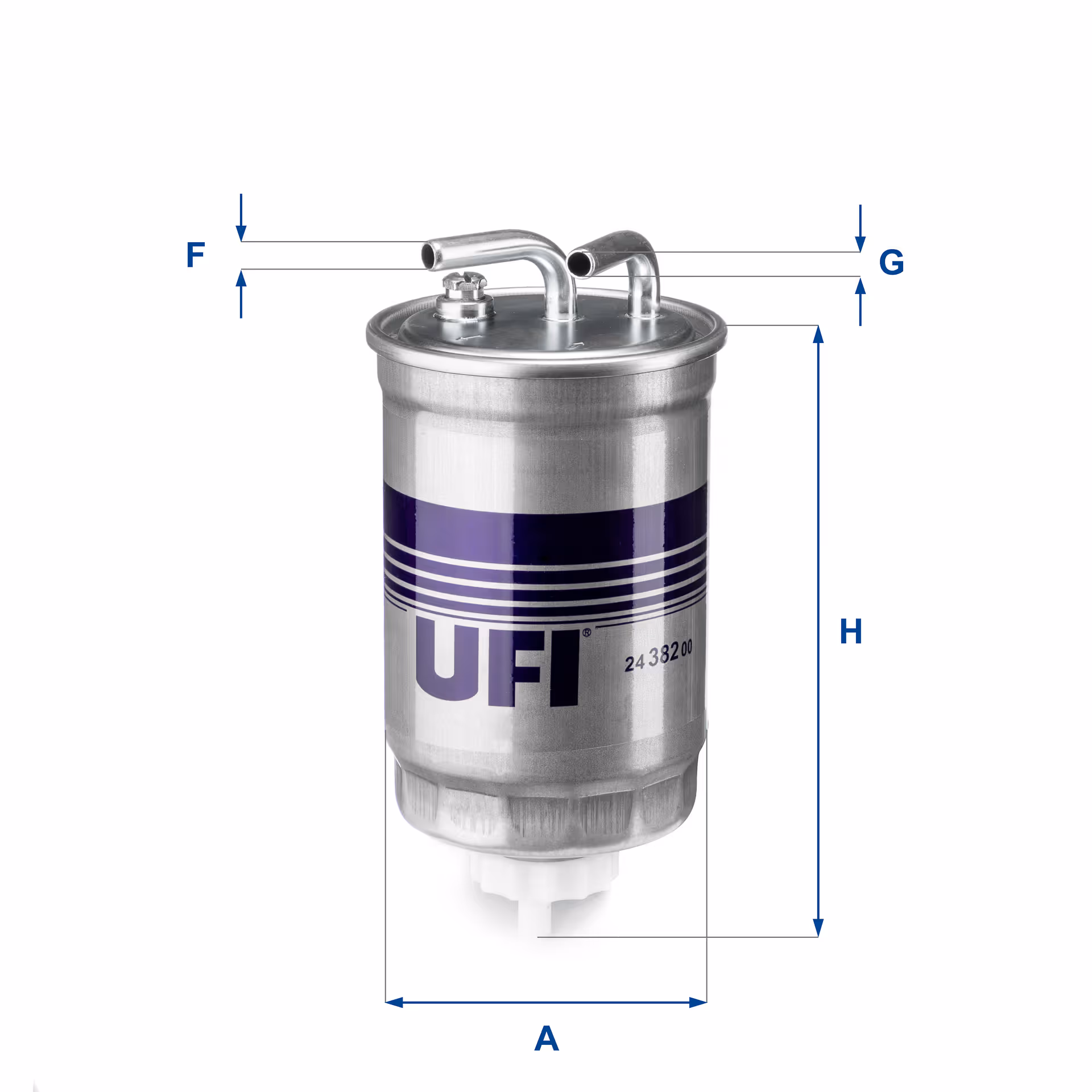 FILTRE À CARBURANT, FILTRE DIESEL EN LIGNE (RACCORDEMENT PAR LE HAUT) 24.382.00 - UFI FILTER