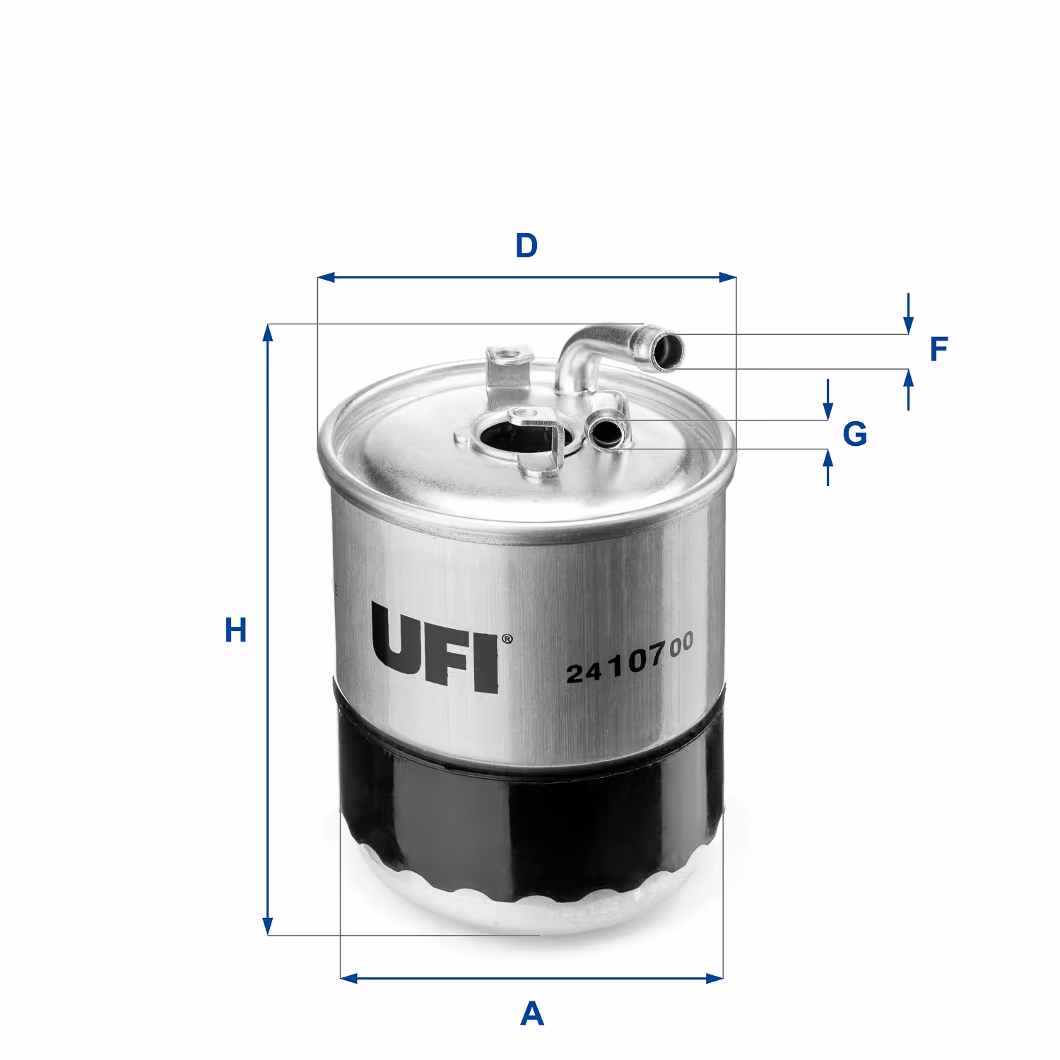 FILTRE À CARBURANT, FILTRE DIESEL EN LIGNE (RACCORDEMENT PAR LE HAUT) 24.107.00 - UFI FILTER