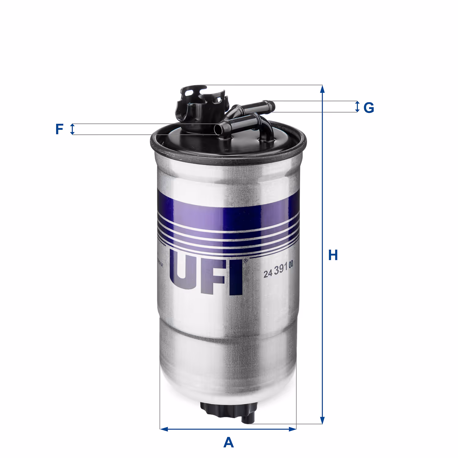 FILTRE À CARBURANT, FILTRE DIESEL EN LIGNE (RACCORDEMENT PAR LE HAUT) 24.391.00 - UFI FILTER