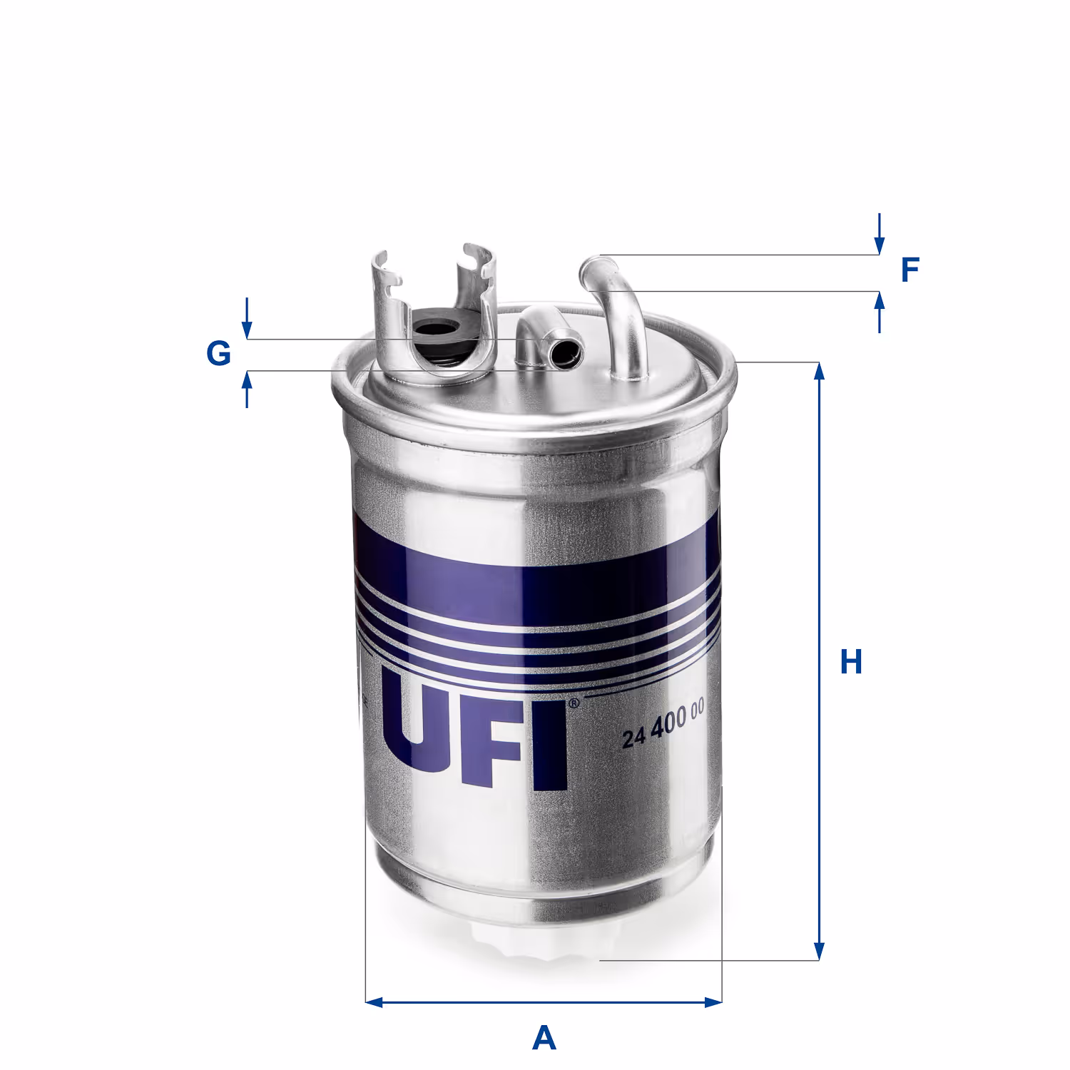 FILTRE À CARBURANT, FILTRE DIESEL EN LIGNE (RACCORDEMENT PAR LE HAUT) 24.400.00 - UFI FILTER