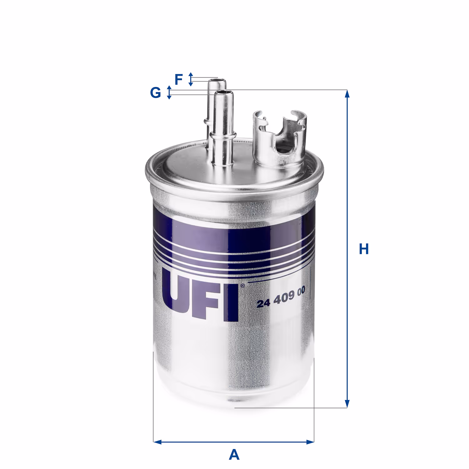 FILTRE À CARBURANT, FILTRE DIESEL EN LIGNE (RACCORDEMENT PAR LE HAUT) 24.409.00 - UFI FILTER