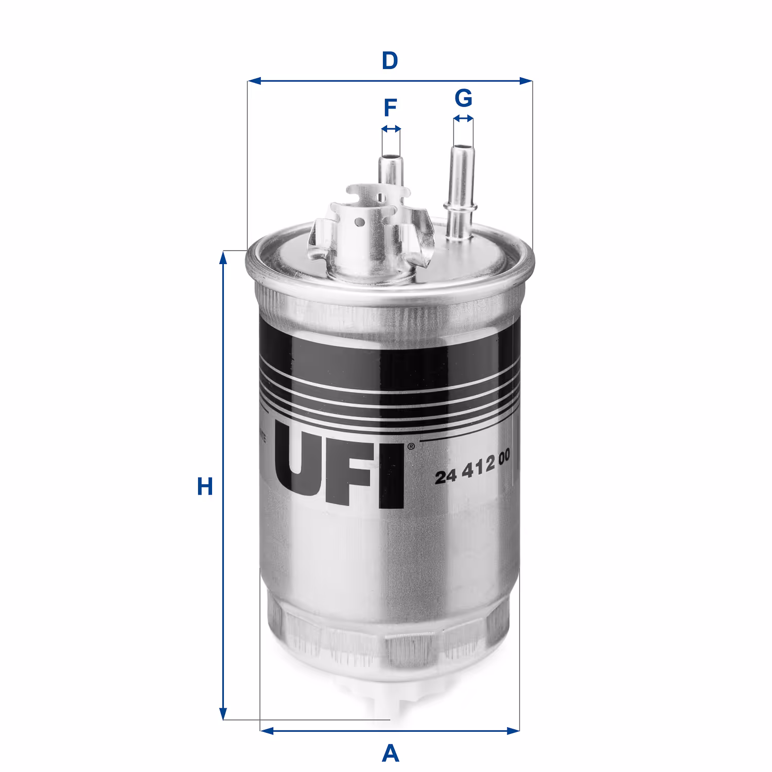 FILTRE À CARBURANT, FILTRE DIESEL EN LIGNE (RACCORDEMENT PAR LE HAUT) 24.412.00 - UFI FILTER