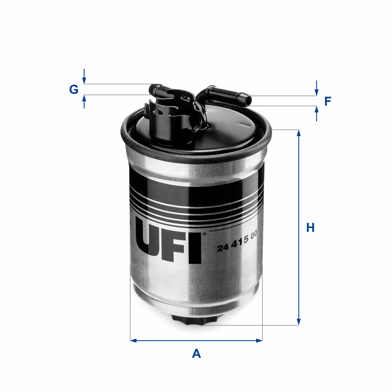 FILTRE À CARBURANT, FILTRE DIESEL EN LIGNE (RACCORDEMENT PAR LE HAUT) 24.415.00 - UFI FILTER