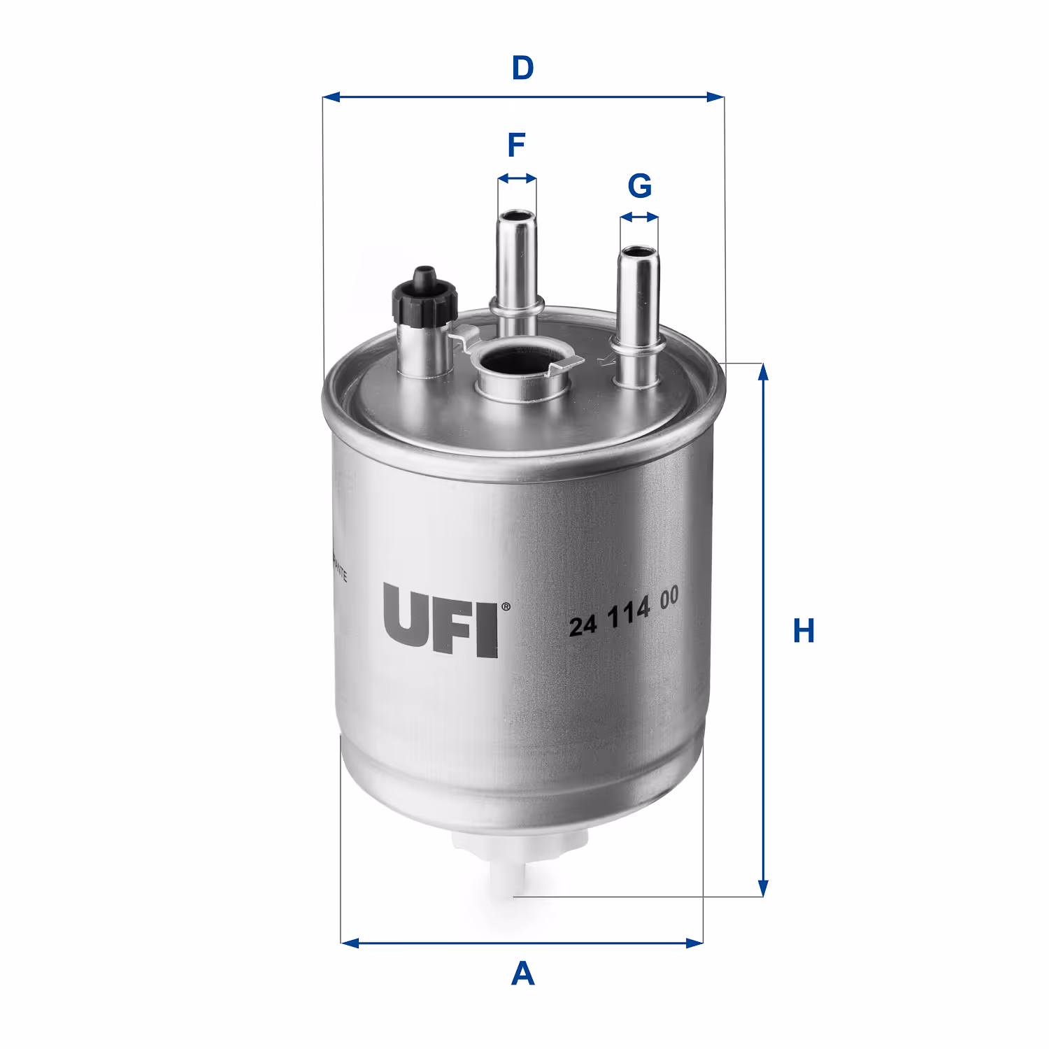 FILTRE À CARBURANT, FILTRE DIESEL EN LIGNE (RACCORDEMENT PAR LE HAUT) 24.114.00 - UFI FILTER