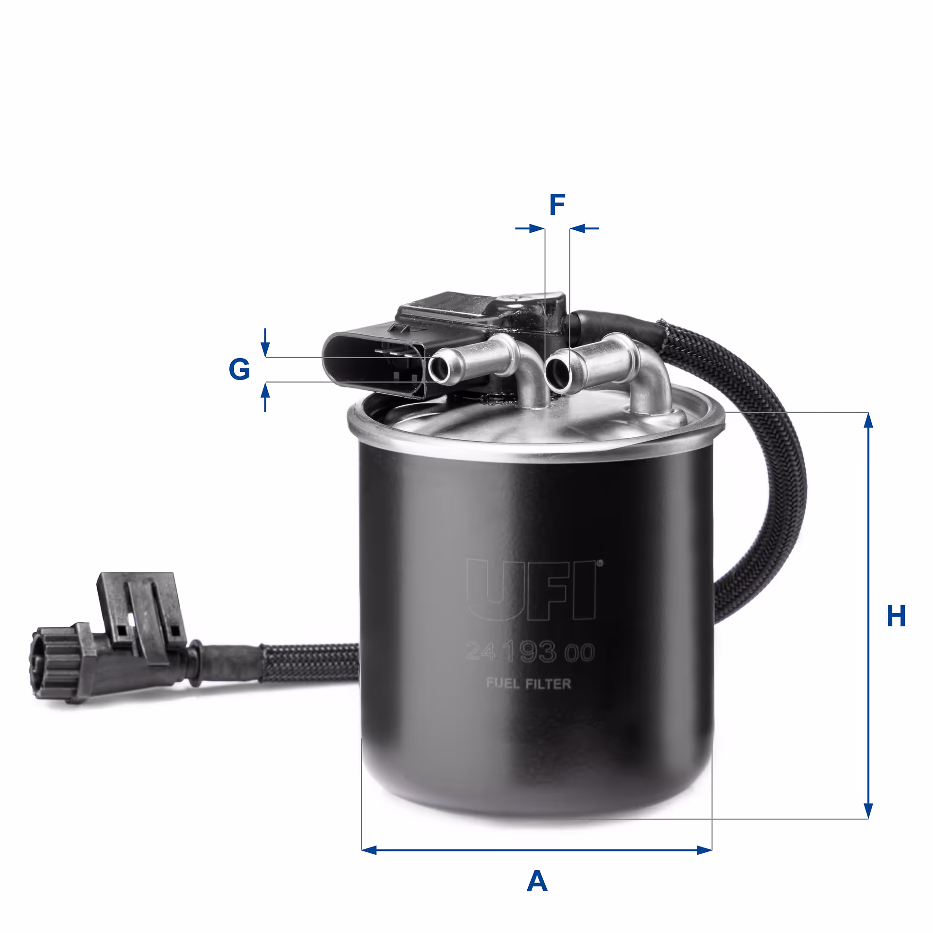 FILTRE À CARBURANT, FILTRE DIESEL EN LIGNE (RACCORDEMENT PAR LE HAUT) 24.193.00 - UFI FILTER