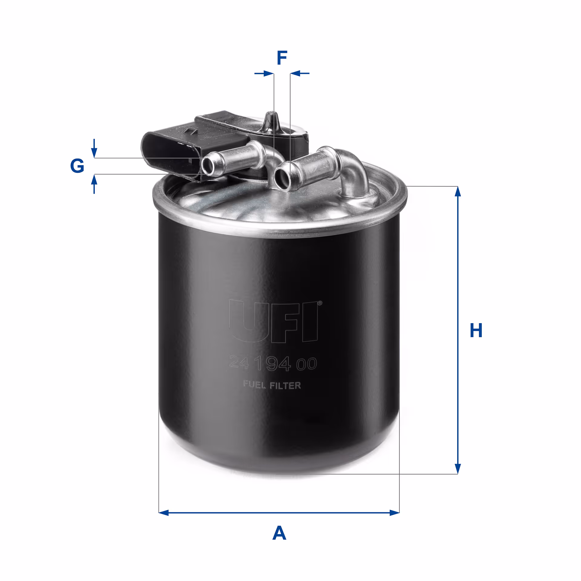 FILTRE À CARBURANT, FILTRE DIESEL EN LIGNE (RACCORDEMENT PAR LE HAUT) 24.194.00 - UFI FILTER