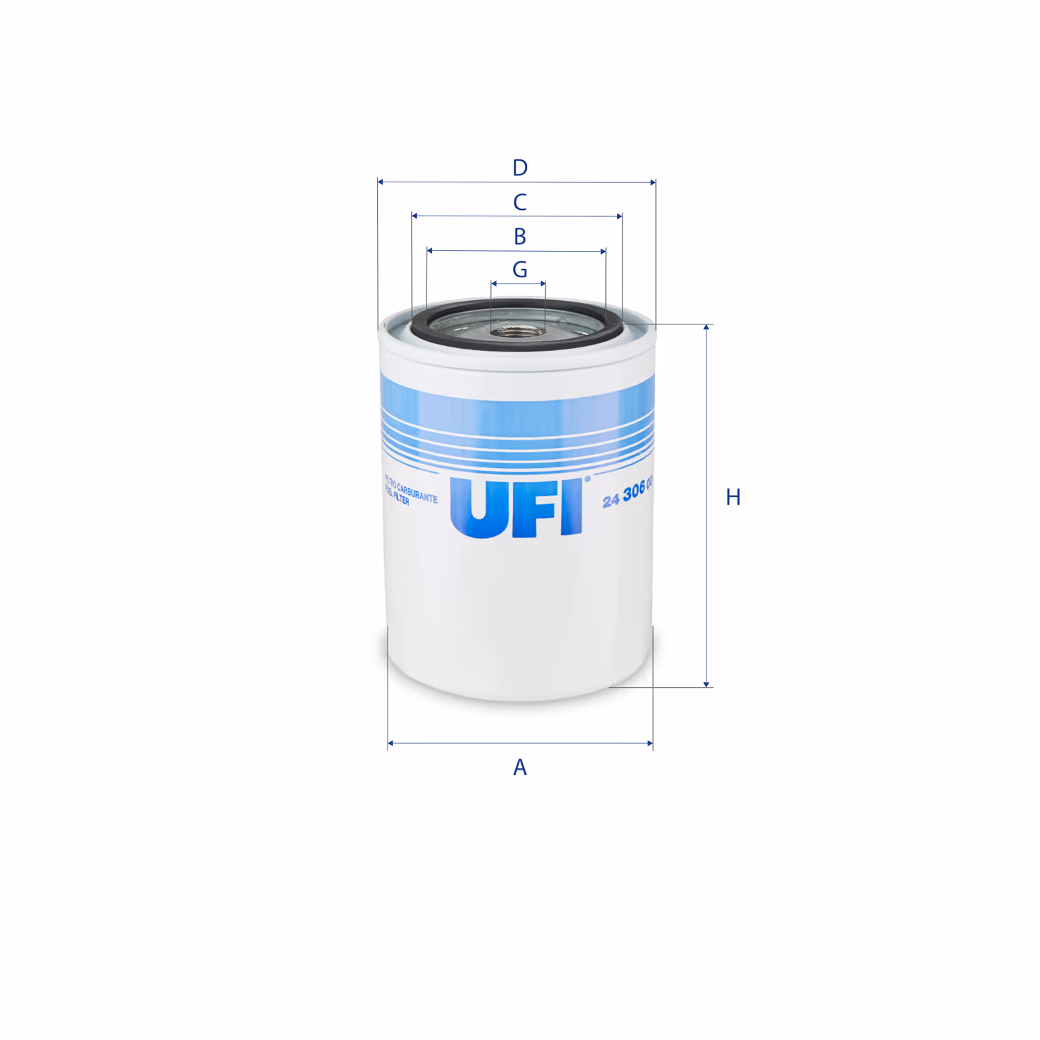 FILTRE À CARBURANT, FILTRE À DIESEL À VISSER 24.306.00 - UFI FILTER